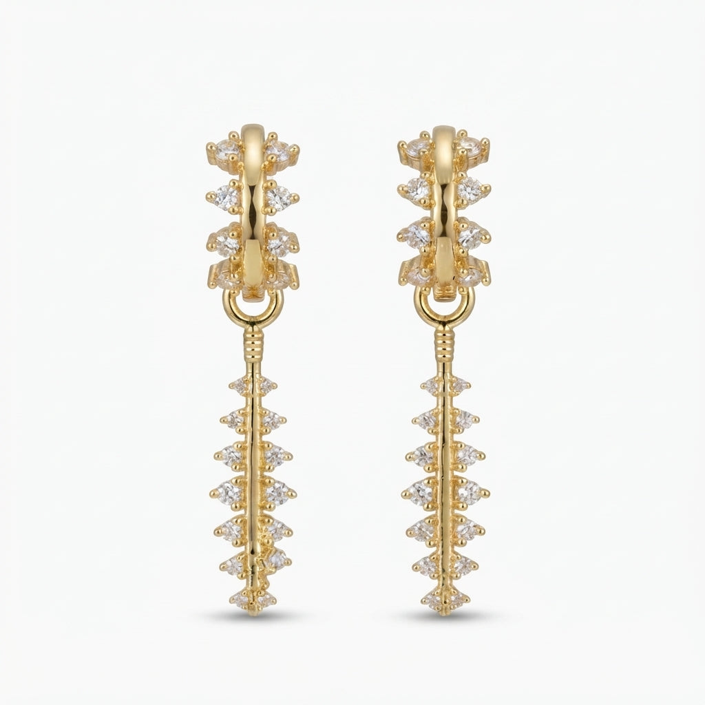 14K Zirkon Taşlı Sallantılı Küpe