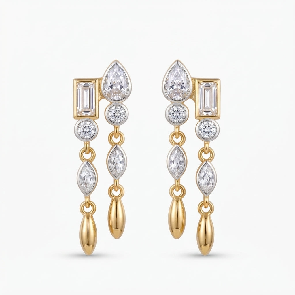 14K Zirkon Taşlı Mers Küpe