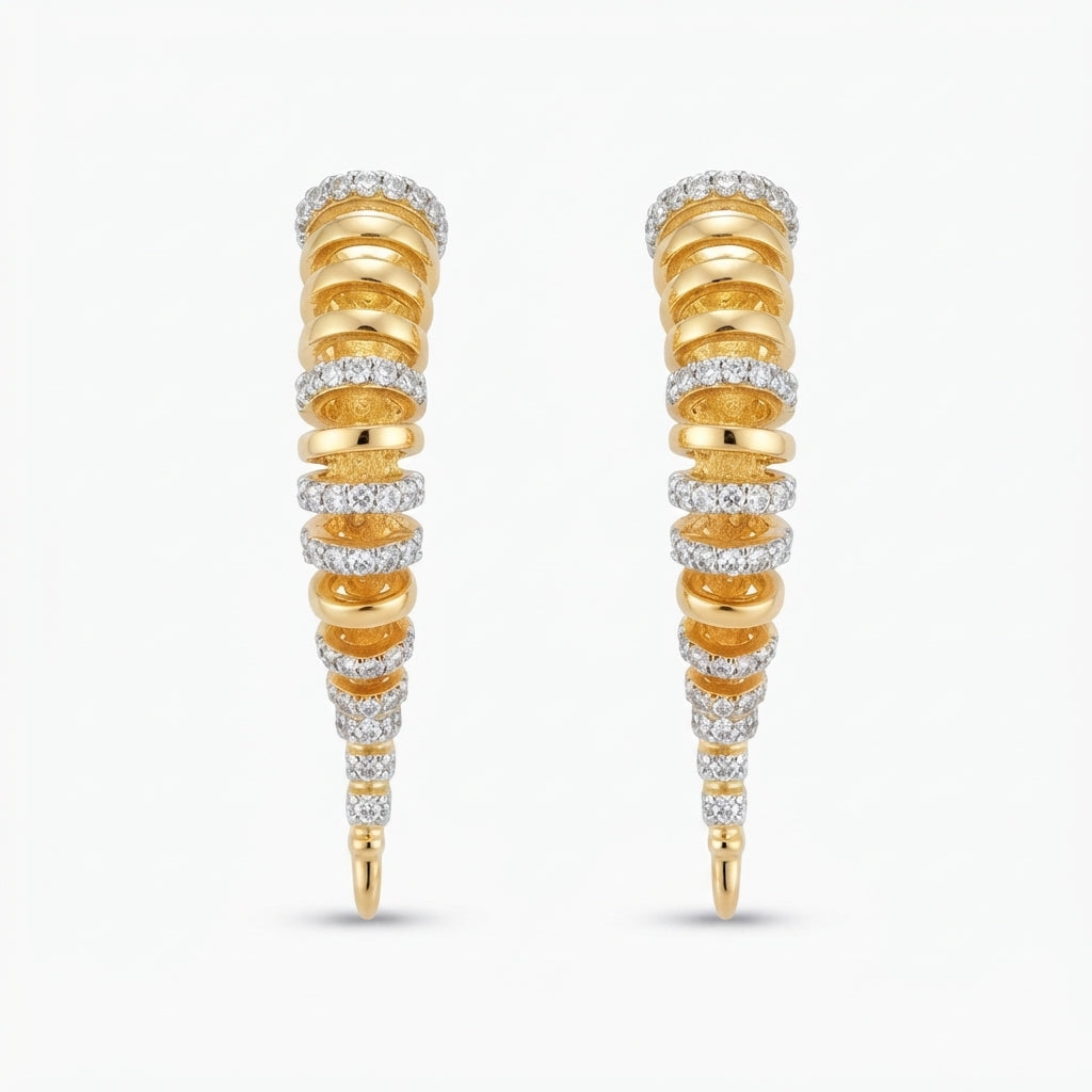 14K Zirkon Taşlı Dupe Tasarım Küpe