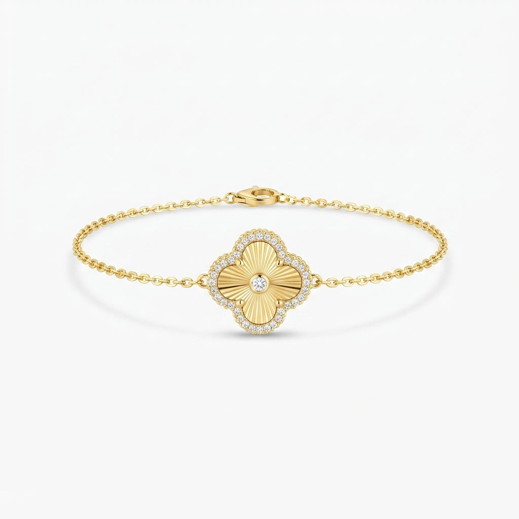 14K Zirkon Taşlı Cleef Tasarım Bileklik