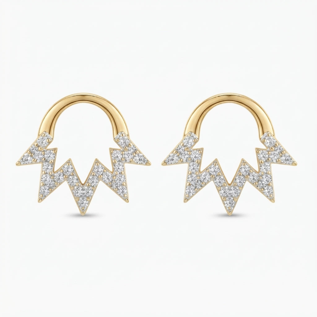 14K Zirkon Taşlı Yıldız Küpe
