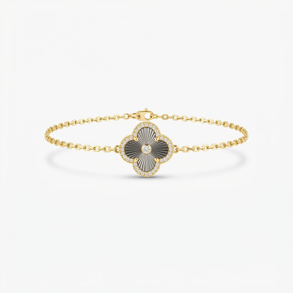 14K Zirkon Taşlı Cleef Tasarım Bileklik
