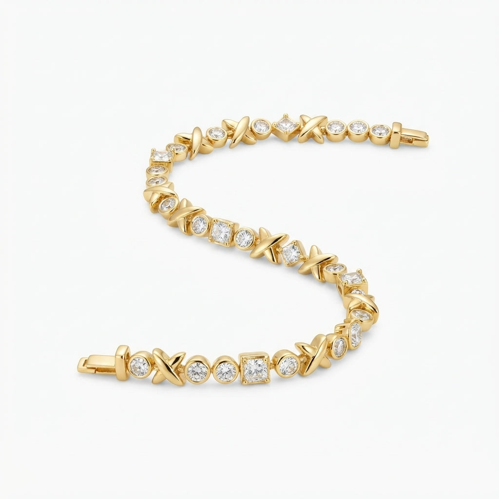 14K Zirkon X  Tasarım Bileklik