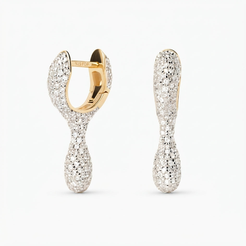 14K Zirkon Taşlı Damla Küpe
