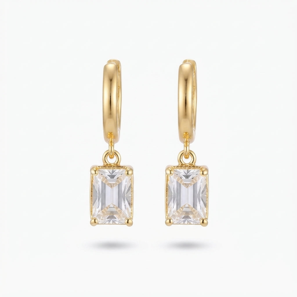 14K Zirkon Taşlı Sallantılı Küpe