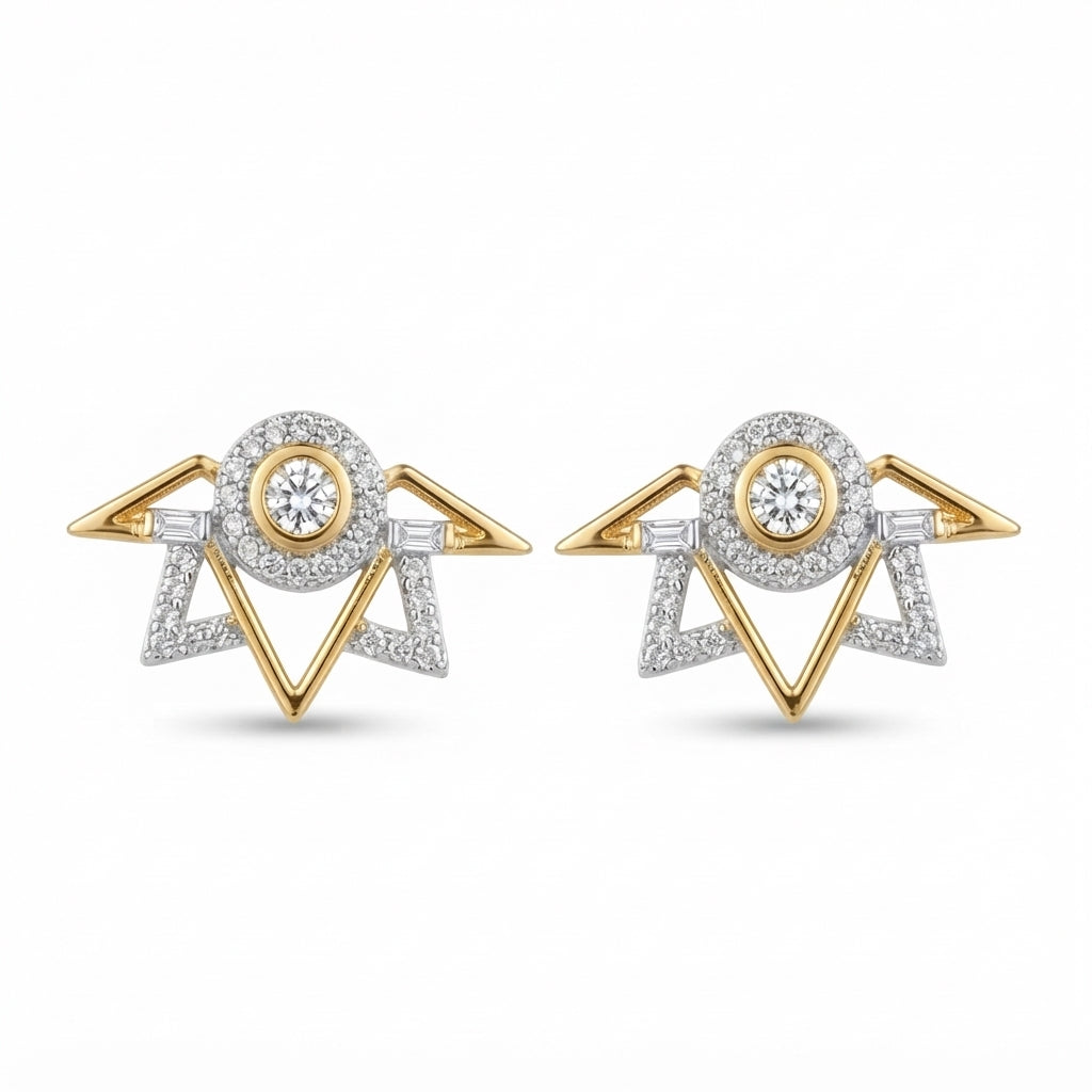 14K Zirkon Taşlı Göz Küpe