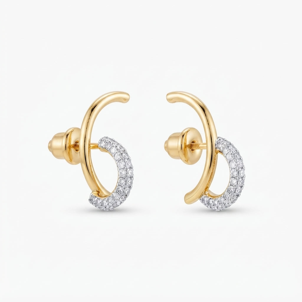 14K Zirkon Taşlı Çoklu Görünüm Küpe