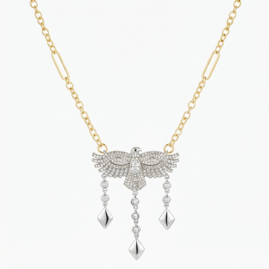 14K Mixed Anka Kuşu Kolye