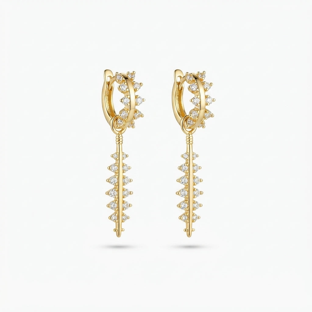 14K Kısmet Tasarım Sallantılı Küpe