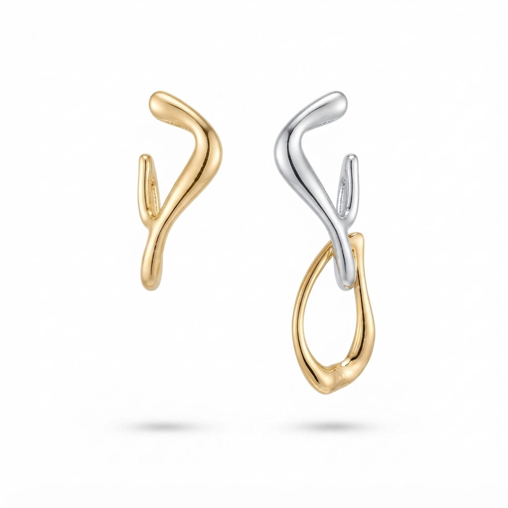 14K Mixed Sarmal Tasarım Küpe
