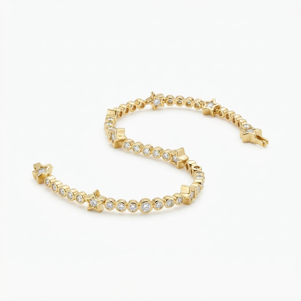 14K Mini Star Su Yolu Bileklik