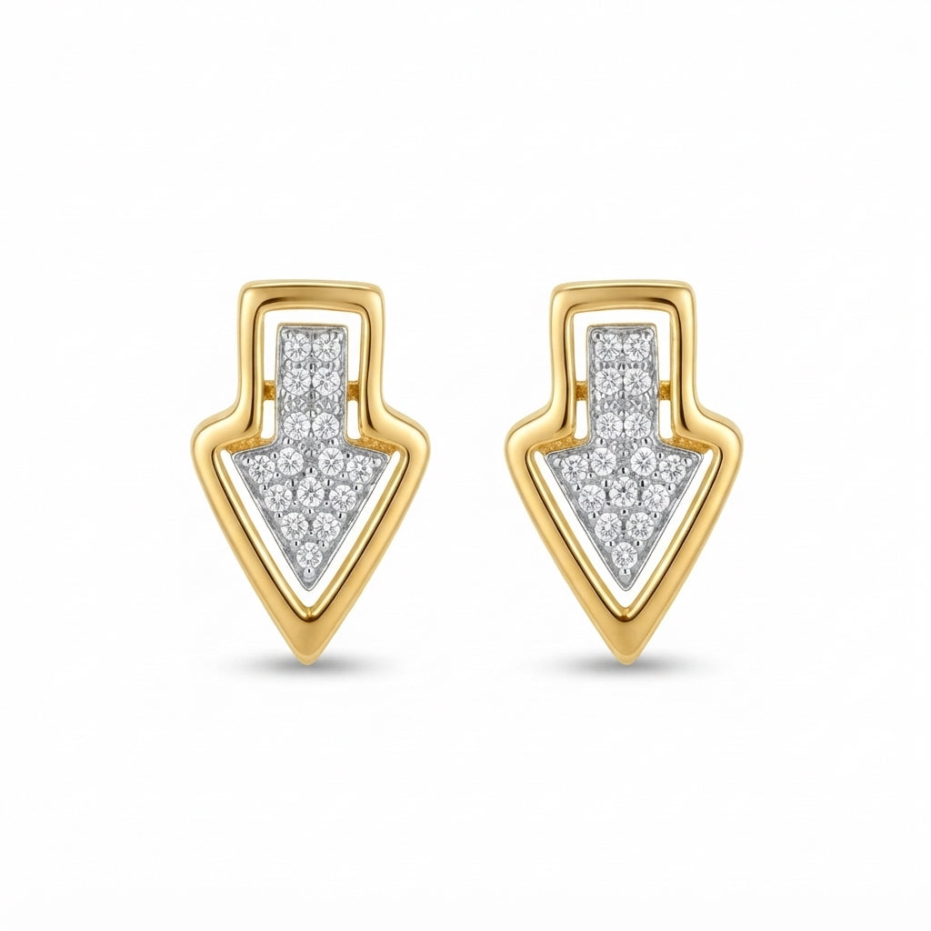14K Zirkon Taşlı Yön Küpe