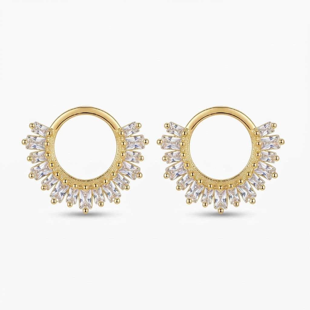 14K Zirkon Taşlı Series Halka Küpe