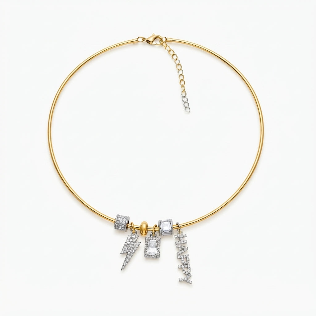 14K Altın Charm Choker Kolye