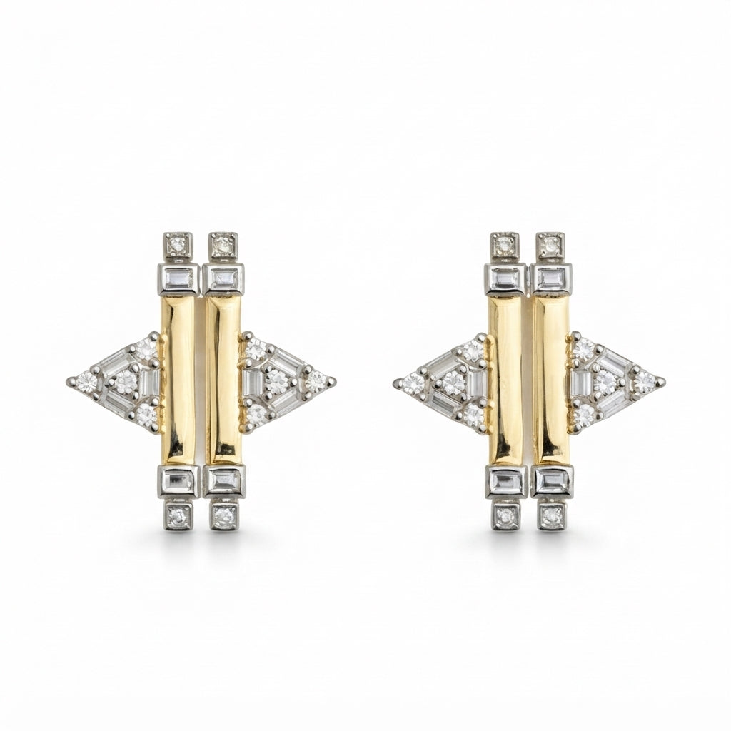 14K Zirkon Taşlı Baget Küpe