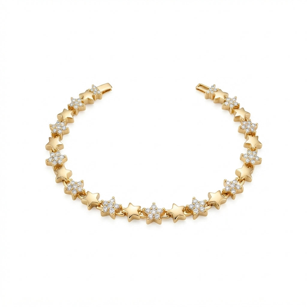 14K Minimal Zirkon Taşlı Yıldız Bileklik