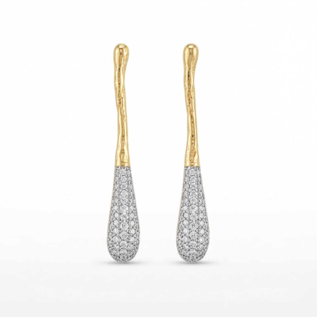 14K Zirkon Taşlı Su Damlası Küpe