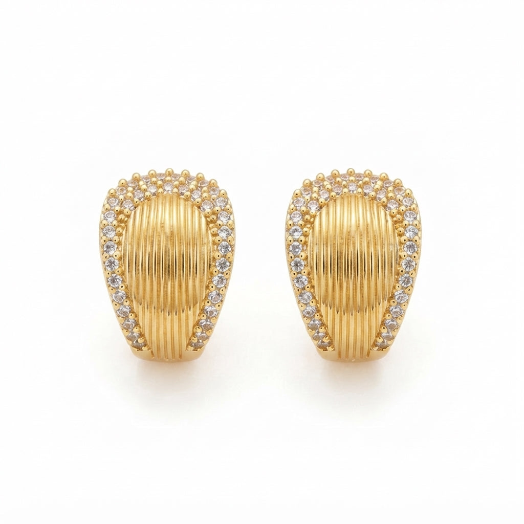 14K Vintage Zirkon Taşlı Küpe