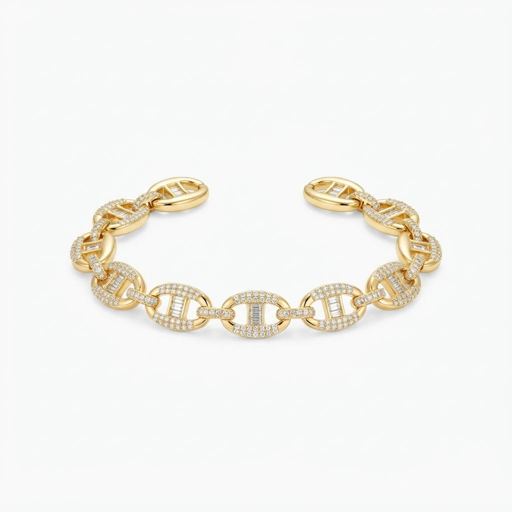 14K Zirkon Taşlı Gemici Model Bileklik